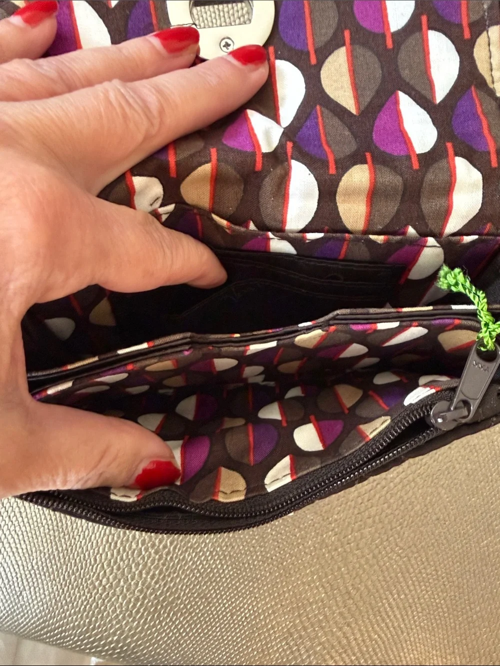 Vera Bradley Black Quilted Wristlet Phone Wallet with Turn-Lock